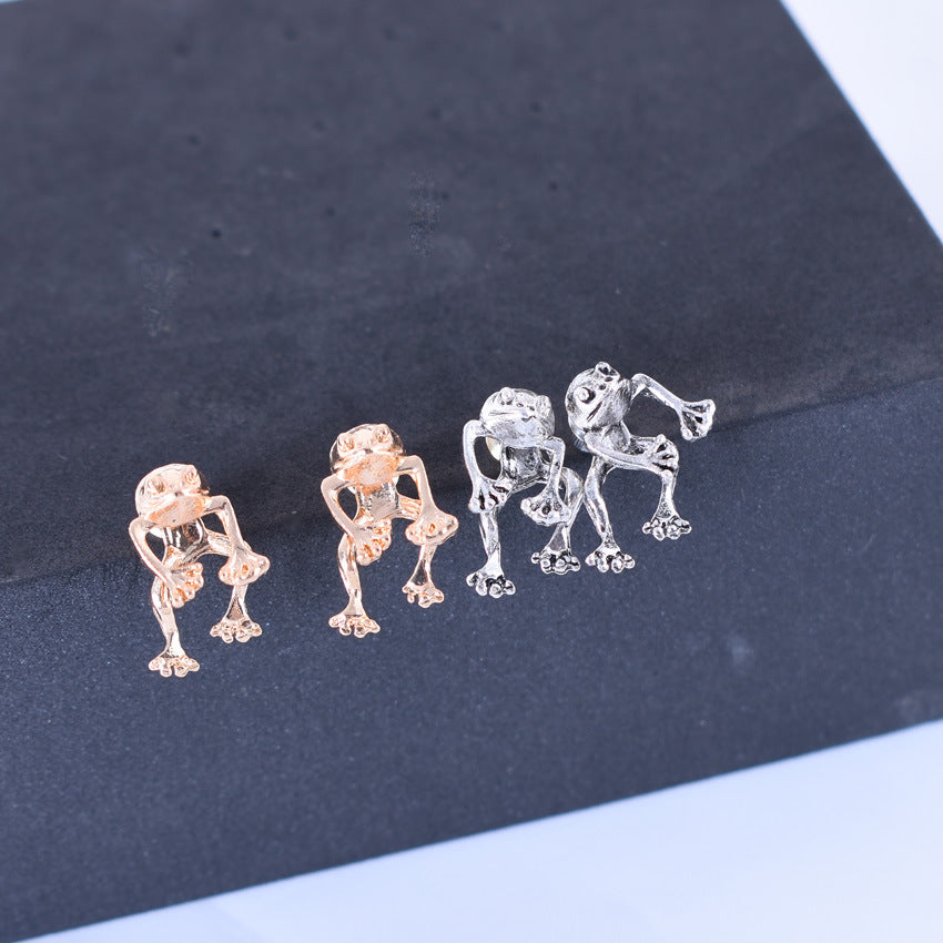 Wholesale Silver Funny Frog Earrings