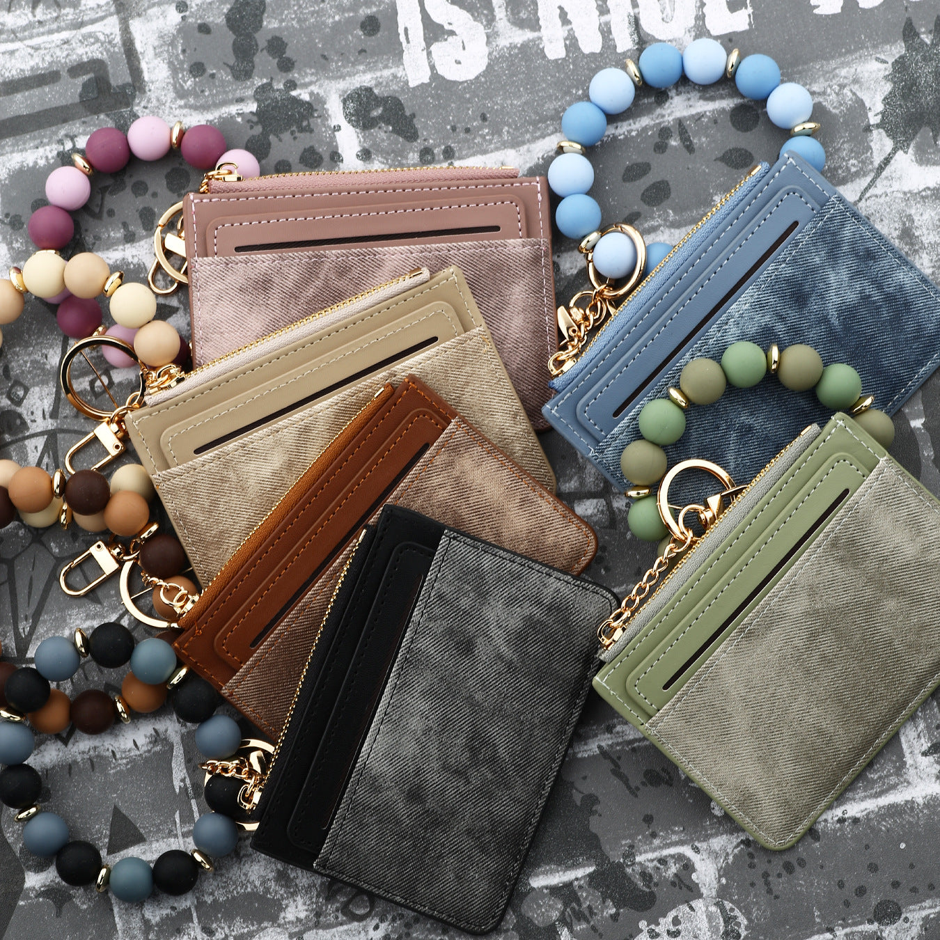 Wholesale Small Wallet Card Case Bank Wristlet Keychain