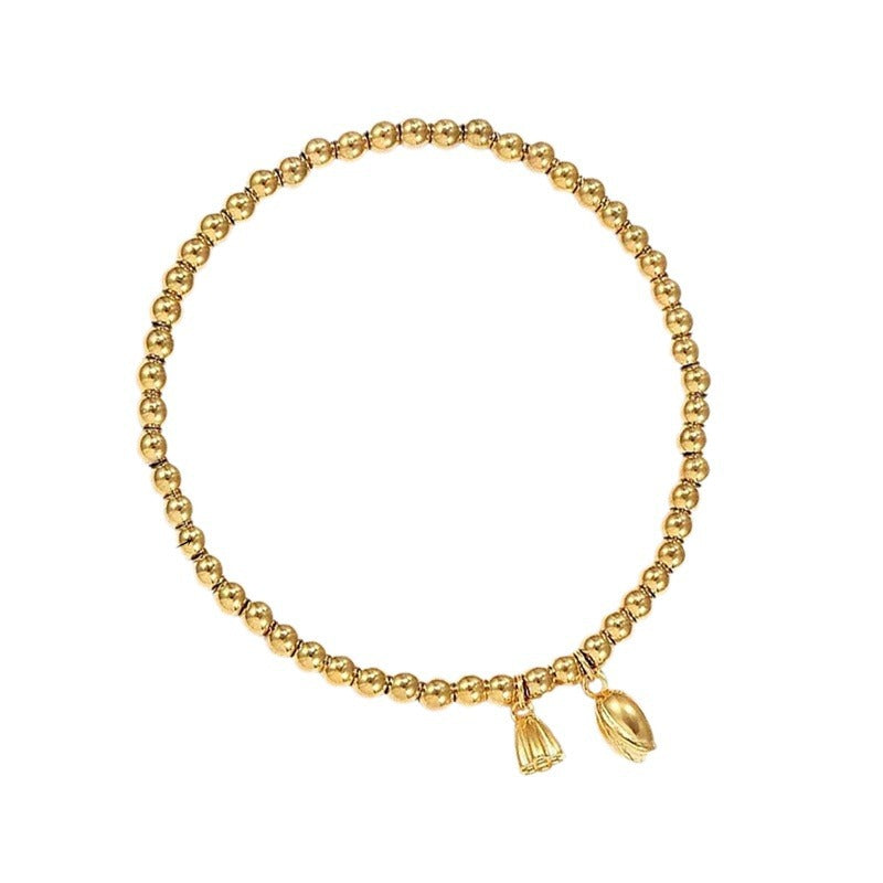 Bracciale con semi di loto dorato in acciaio inossidabile all'ingrosso