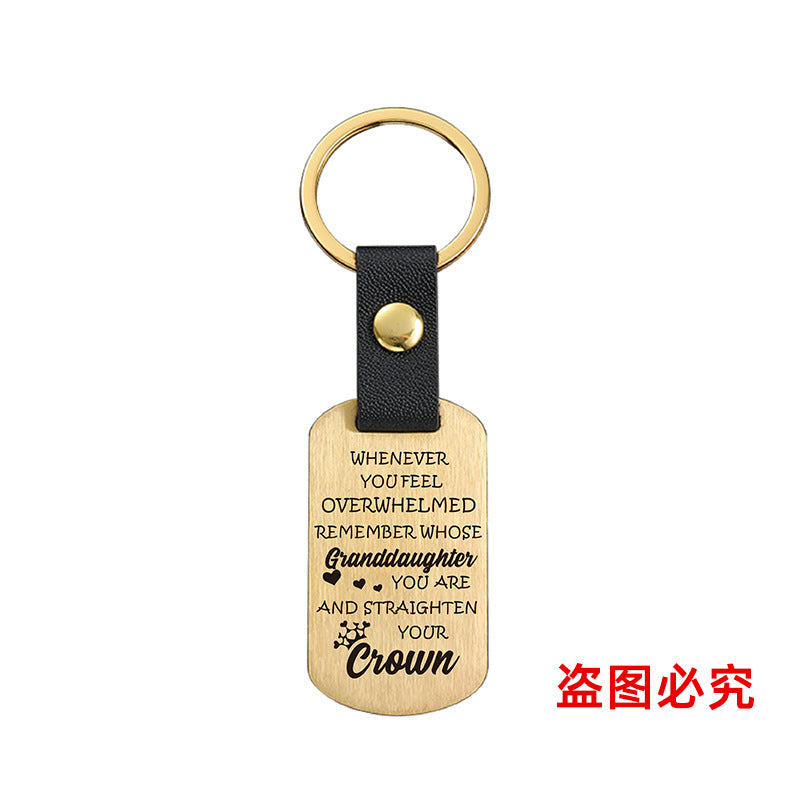 Wholesale Family Gifts Grandchildren Metal Leather Keychains ACC-KC-GangGu025