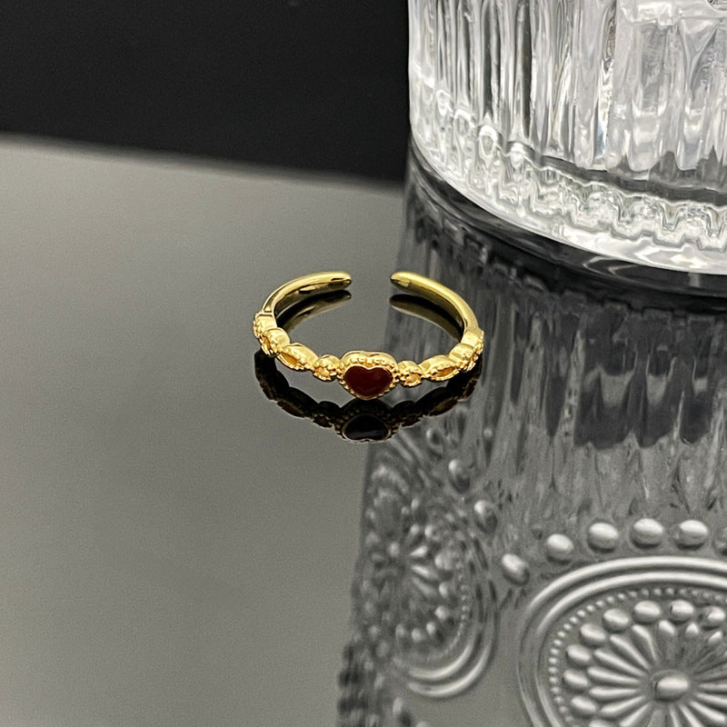 Wholesale Red Drop Glaze White Open Ring