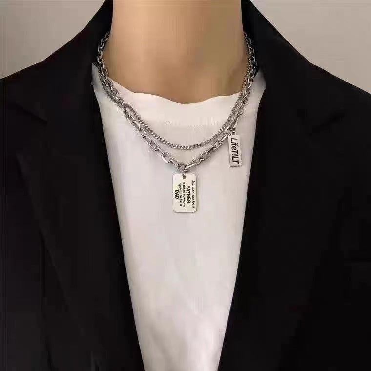 Wholesale Fashionable Face Titanium Steel Multi Layer Chain Necklace For Children And Adults Boutique Resale