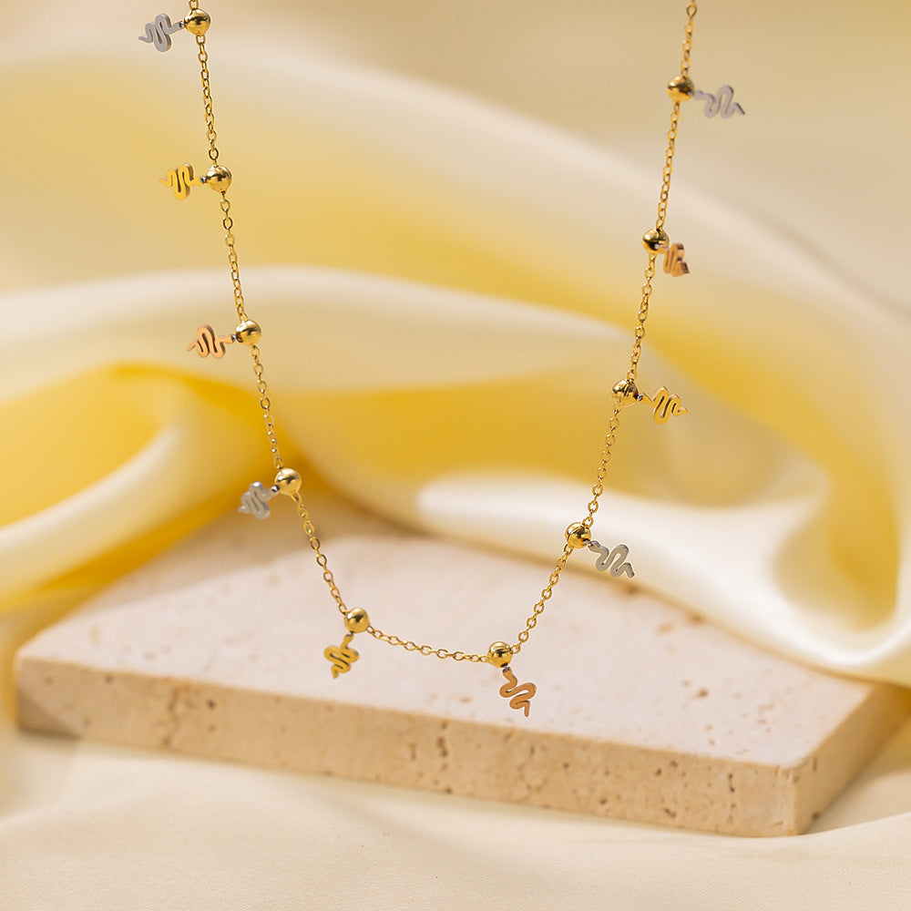 Wholesale Retro Irregular Titanium Steel Necklace Plated 18K Gold Multi-layered Necklace Gold Plated Necklace ACC-NE-Tais004