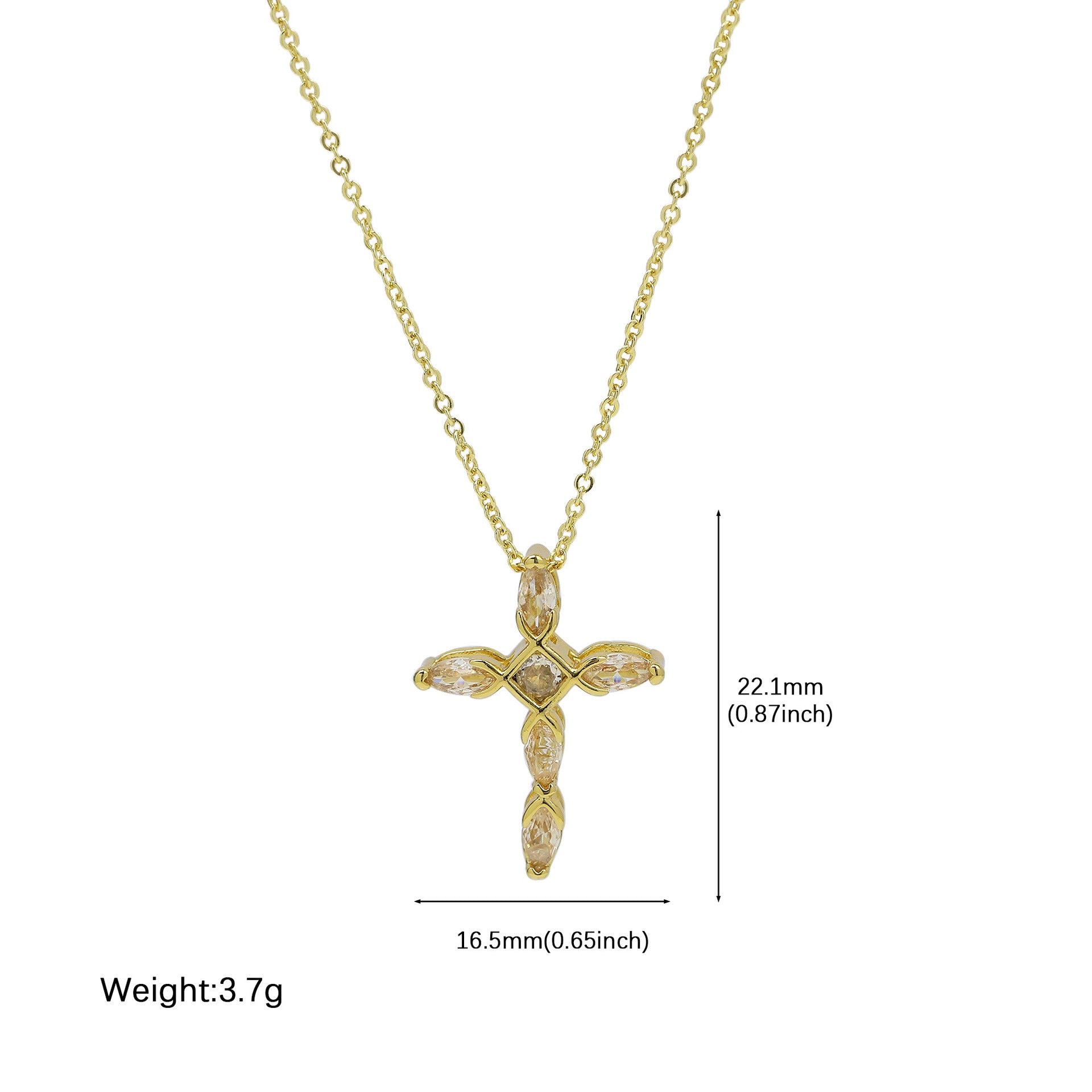 Wholesale  Micro-inlaid Zircon 18k Gold Detachable Combination Cross Pendant Necklace