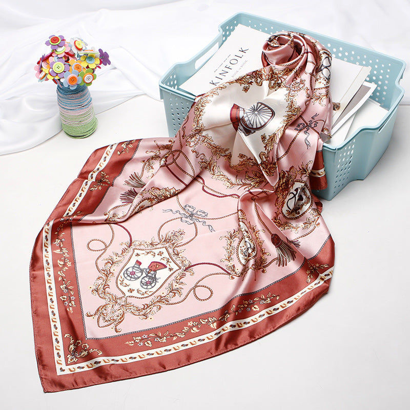 Wholesale Faux Silk Satin 90Cm Square f Women S Totem Print Head Wrap Casual Shawl