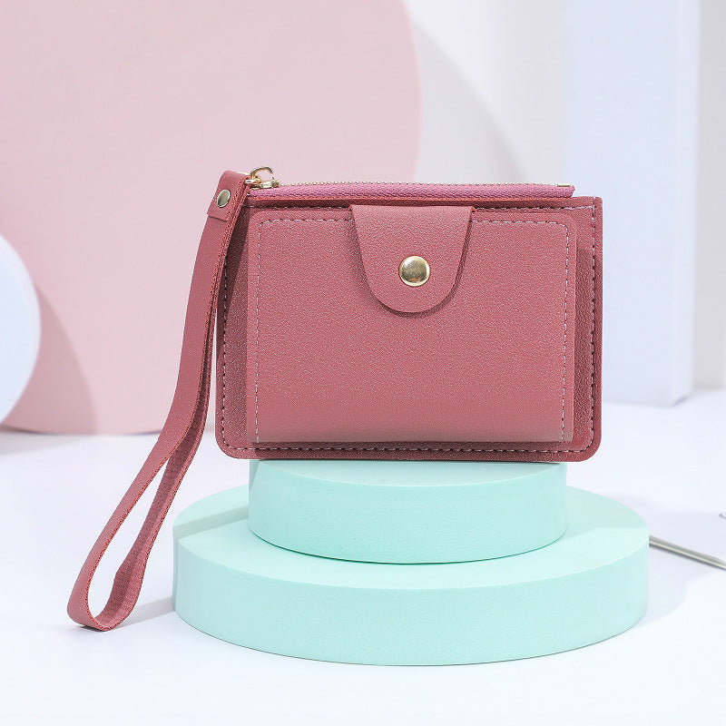 Wholesale wrist strap card holder card holder solid color mini wallet