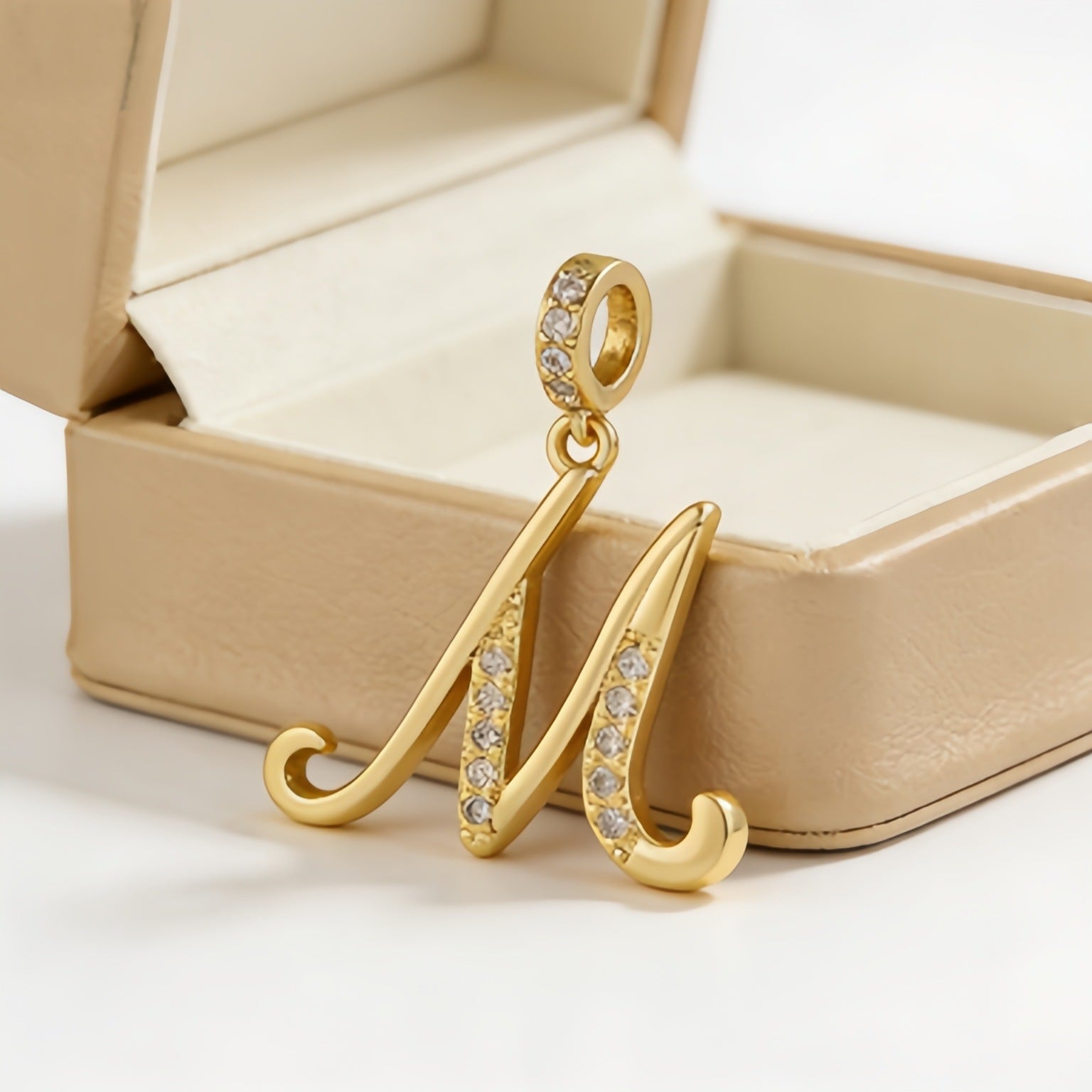 Wholesale Gold Plated Copper Letter Pendant with Zircon,  Pan Style DIY Necklace Accessory