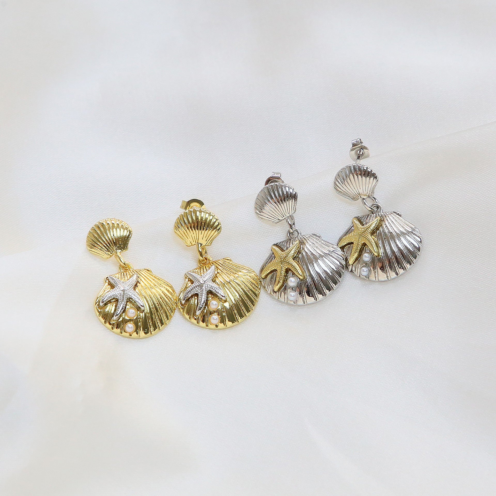 Wholesale Summer Ocean Beach Seashell Starfish Ladies'  High-End Earrings