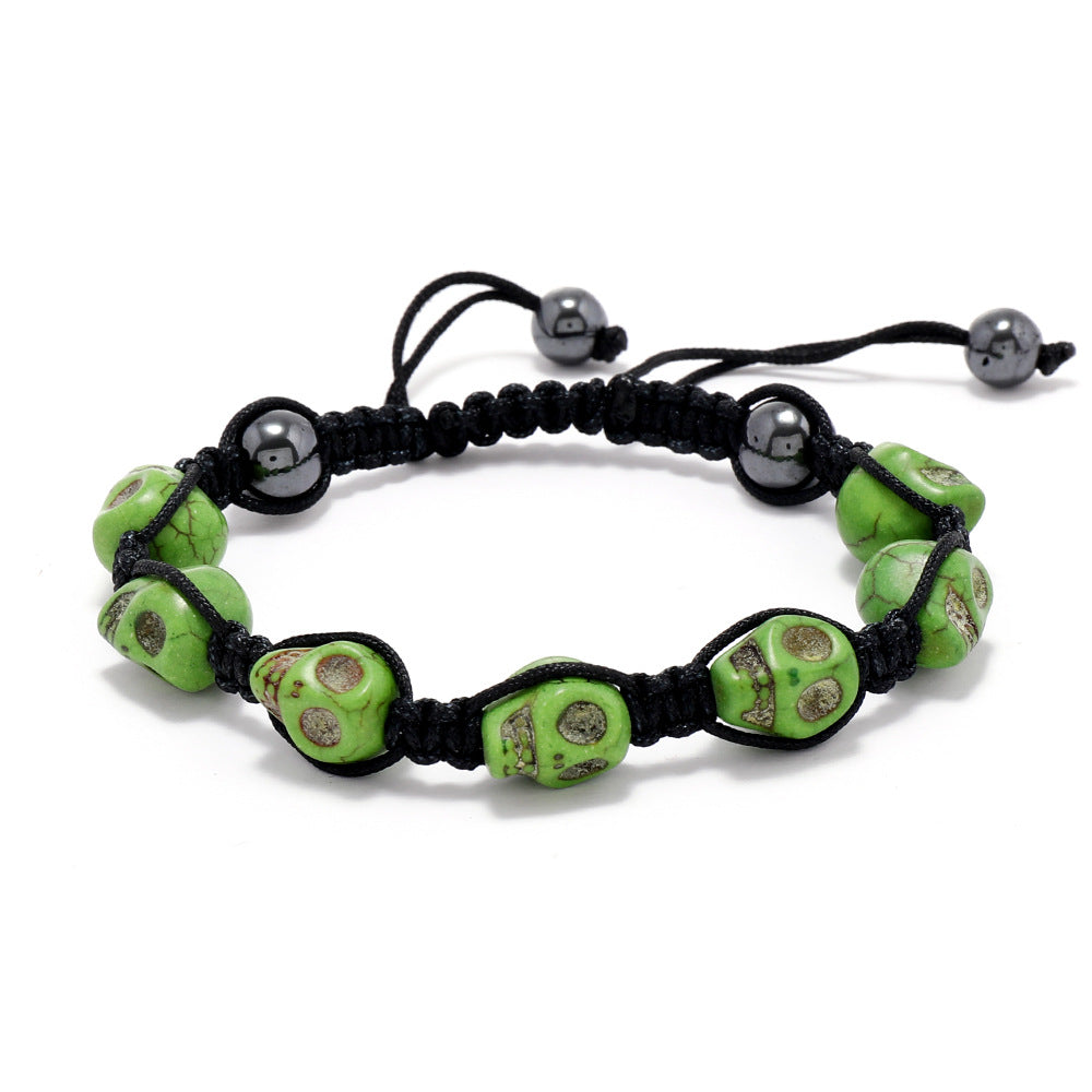Wholesale Skull Design Handmade Braided Red Plastic Bracelet Women' s Fashion Accessory Casual Gift