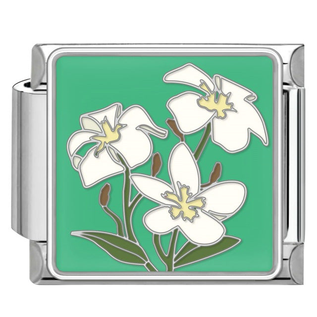 Wholesale Titanium Steel Enamel Flower Pattern Italian Charm Bracelet,  DIY Bracelet for Jewelry Making,  Fashion Accessory