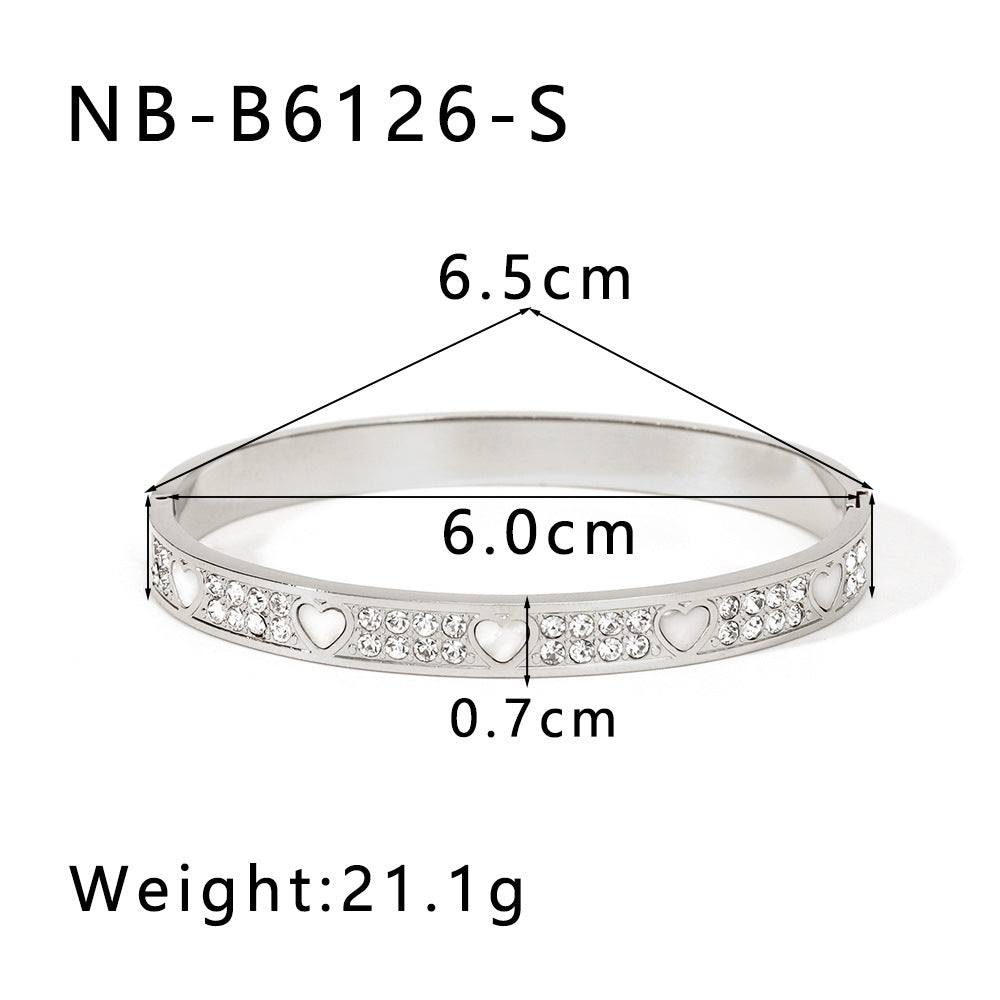 Wholesale Stainless Steel Inlaid Zircon White Shell Full Diamond 18K Gold Color Bracelet ACC-BT-XinY026