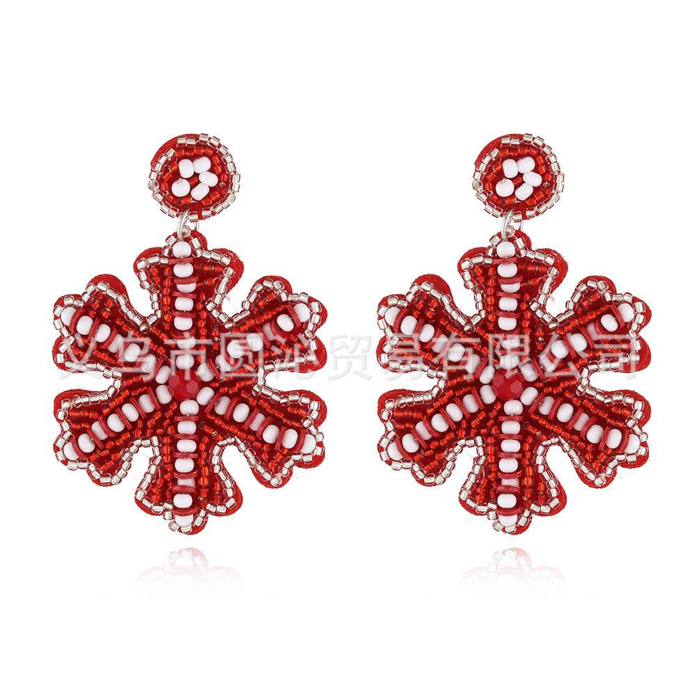 Wholesale Christmas fabric rice bead earrings