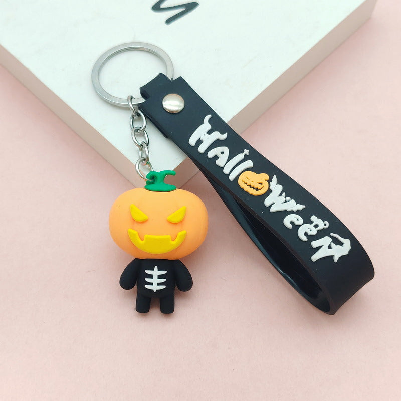 Wholesale Cute  Soft Glue Keychain Pendant Skull Pumpkin Cartoon Car Key Accessory Gift