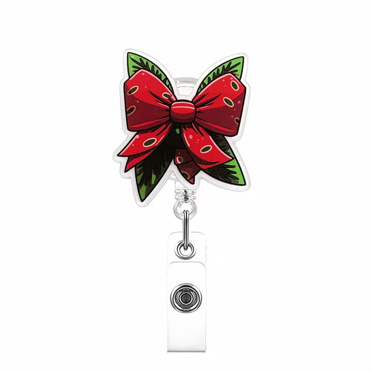 Wholesale Christmas bow badge clip Badge Reels