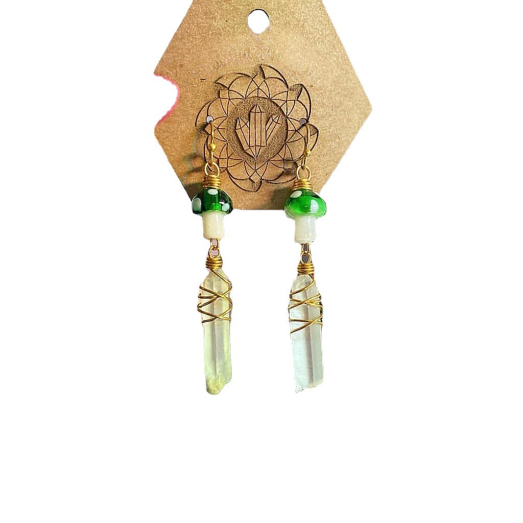 Wholesale Cute Little Mushroom Natural White Crystal Earrings ACC-ES-RongGuan003