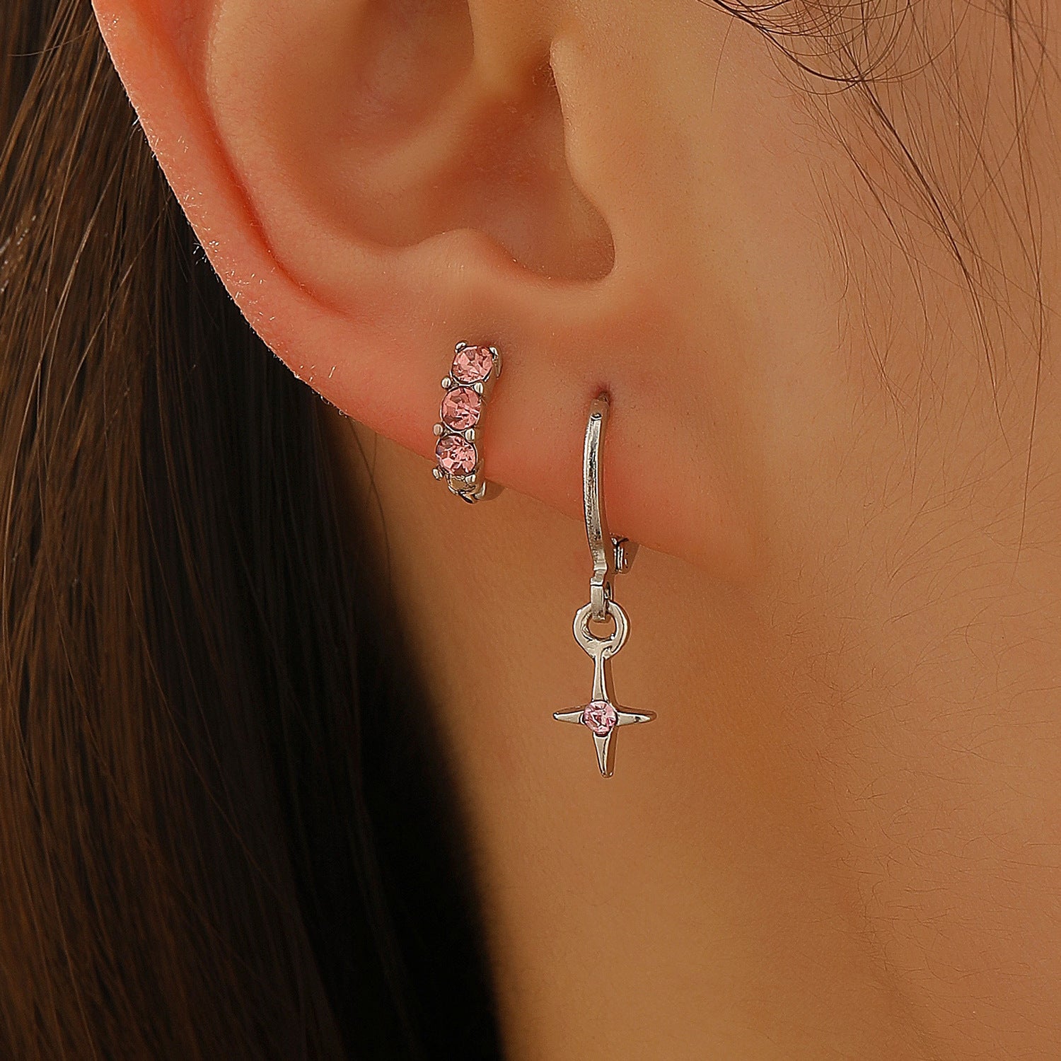 Wholesale Zinc Alloy Electroplated White Star Ear Cuff and Earring Set - Trendy Jewelry Accessory