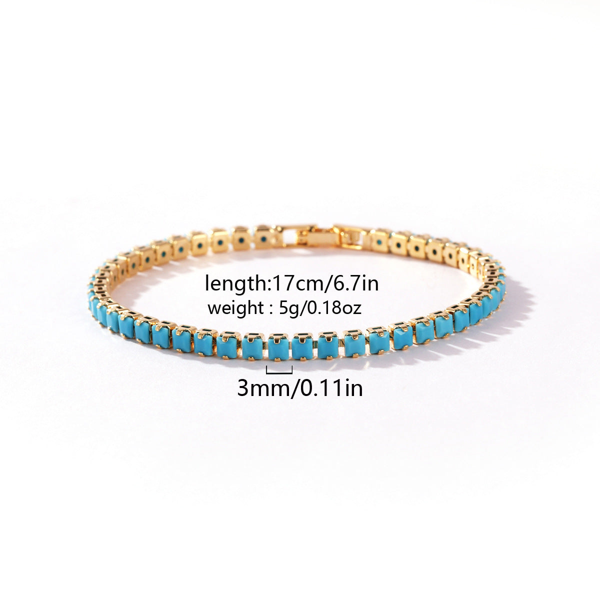 Wholesale 18k Gold Plated Zircon Bracelet,  Blue Turquoise Design,  Boutique Jewelry Accessory
