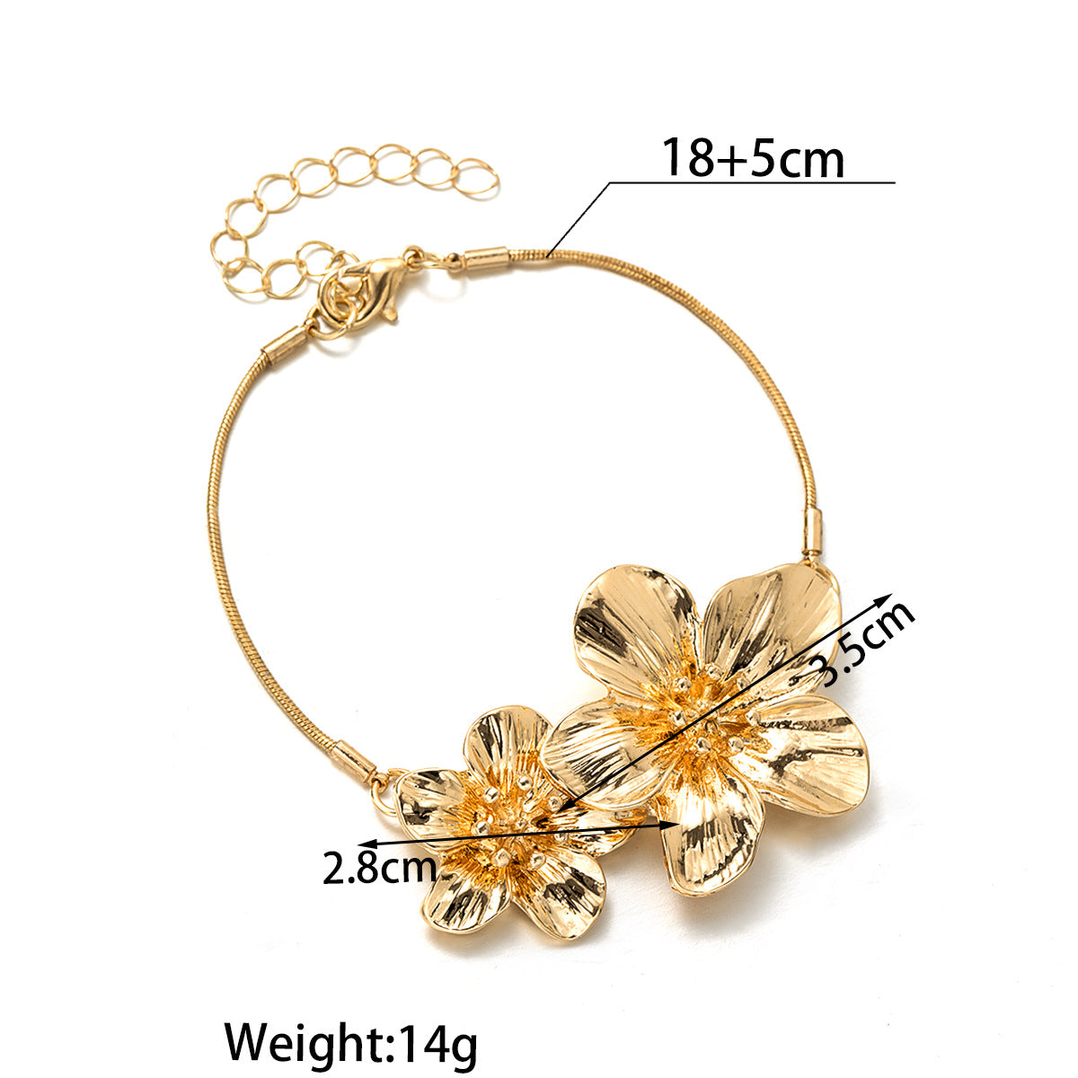 Wholesale Light luxury high-end niche jewelry alloy three-dimensional flower adjustable bracelet
