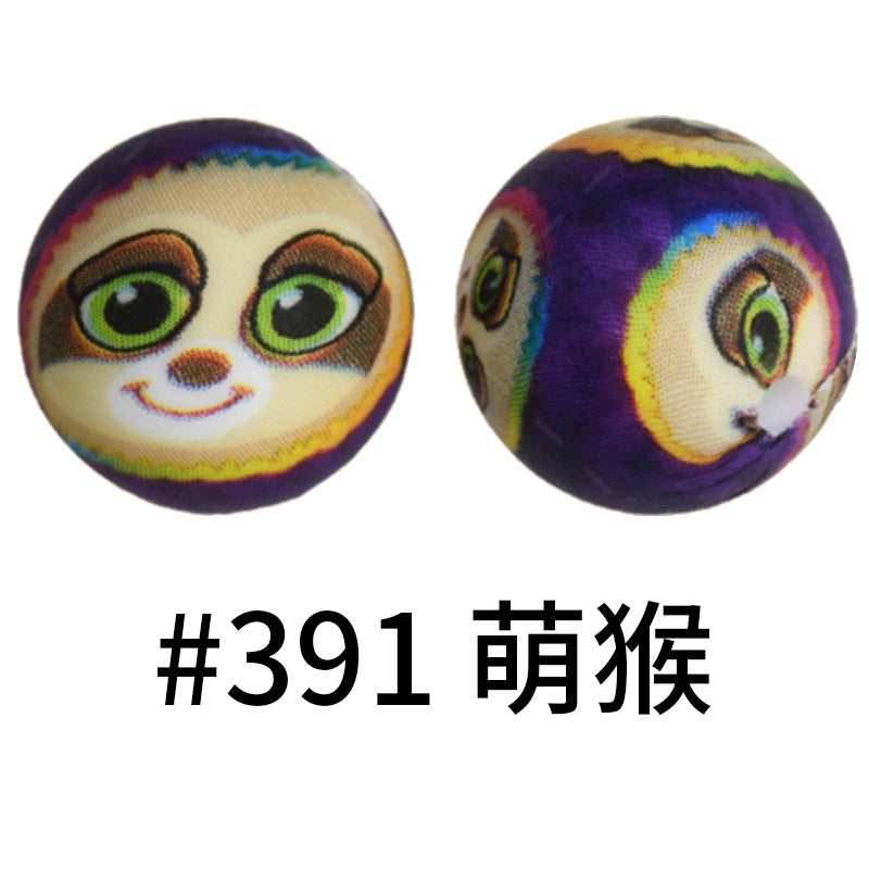 Wholesale 50pcs Western Style Leopard Skull Color Aztec Printed Silicone Balls Beads ACC-BDS-HeSheng003