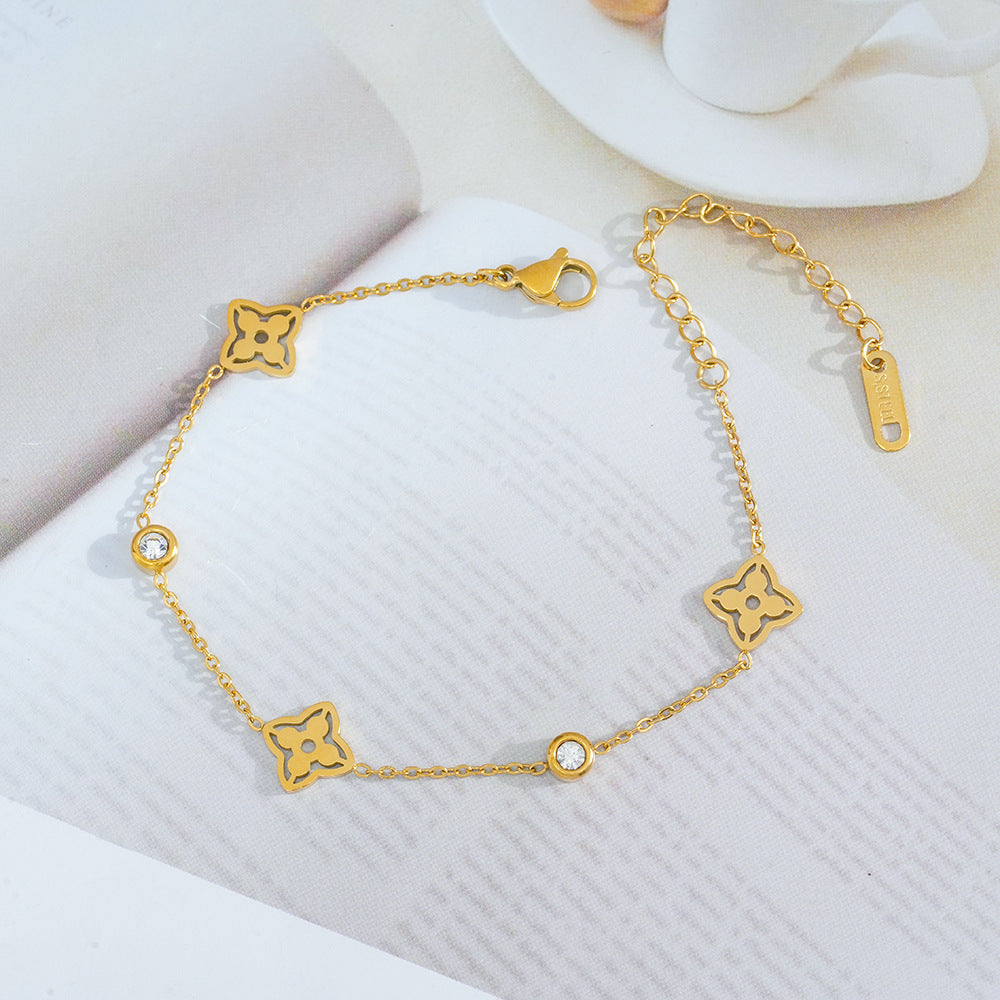 Wholesale Korean-Inspired Titanium Steel Zircon Bracelet - Chic Fashion Accessory for Gift or Boutique Resale