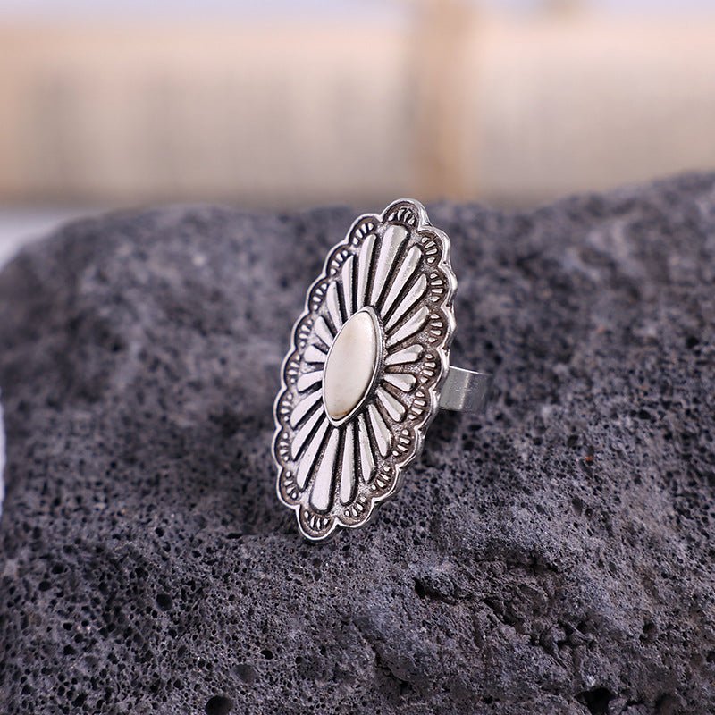 Wholesale  New Retro Bohemian Oval Turquoise Ring