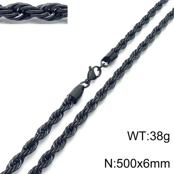 Wholesale Black Twist Chain with Chain Button Rope Chain Titanium Steel Necklace ACC-NE-KaLun002