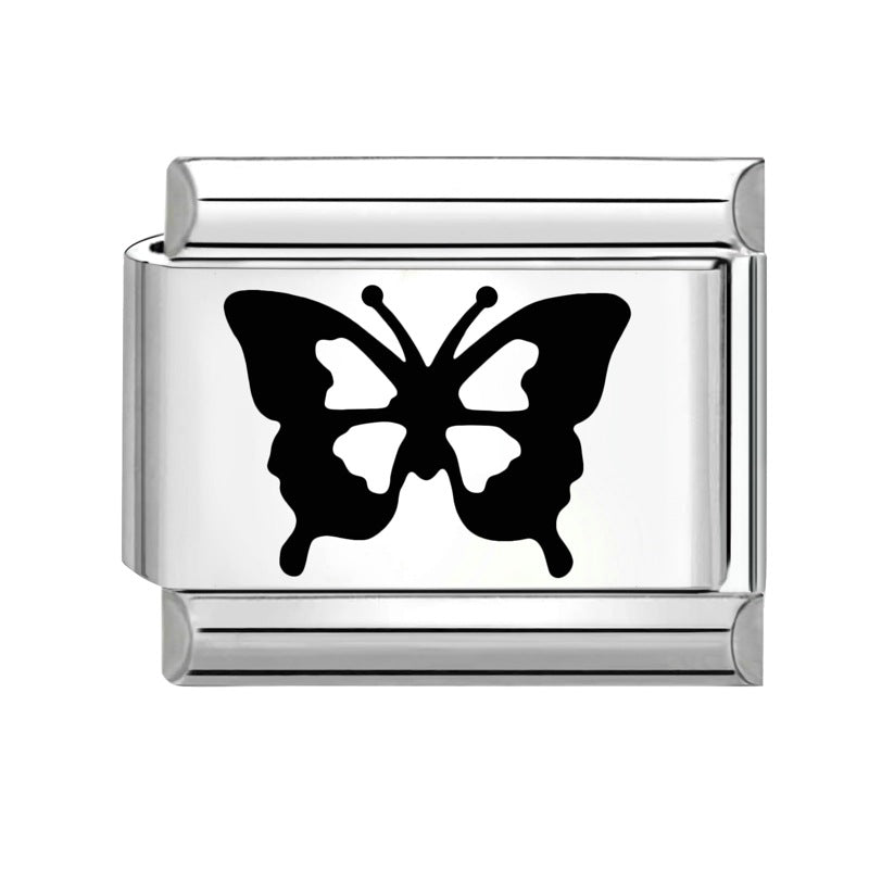 Wholesale  Italian Charm Bracelet 9mm DIY Splicing Removable Black and White Series Stainless Steel Composable Bracelet