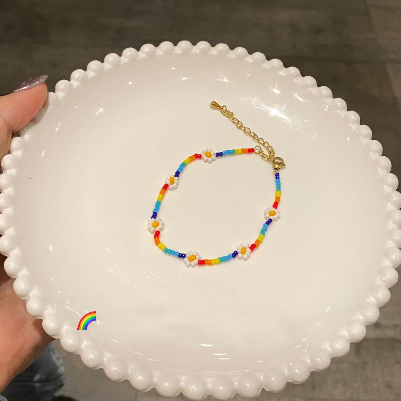 Wholesale Chic Rainbow Color Handmade Glass Beaded Bracelet For Women Fashion Jewelry Accessory Anniversary Gift And Resale