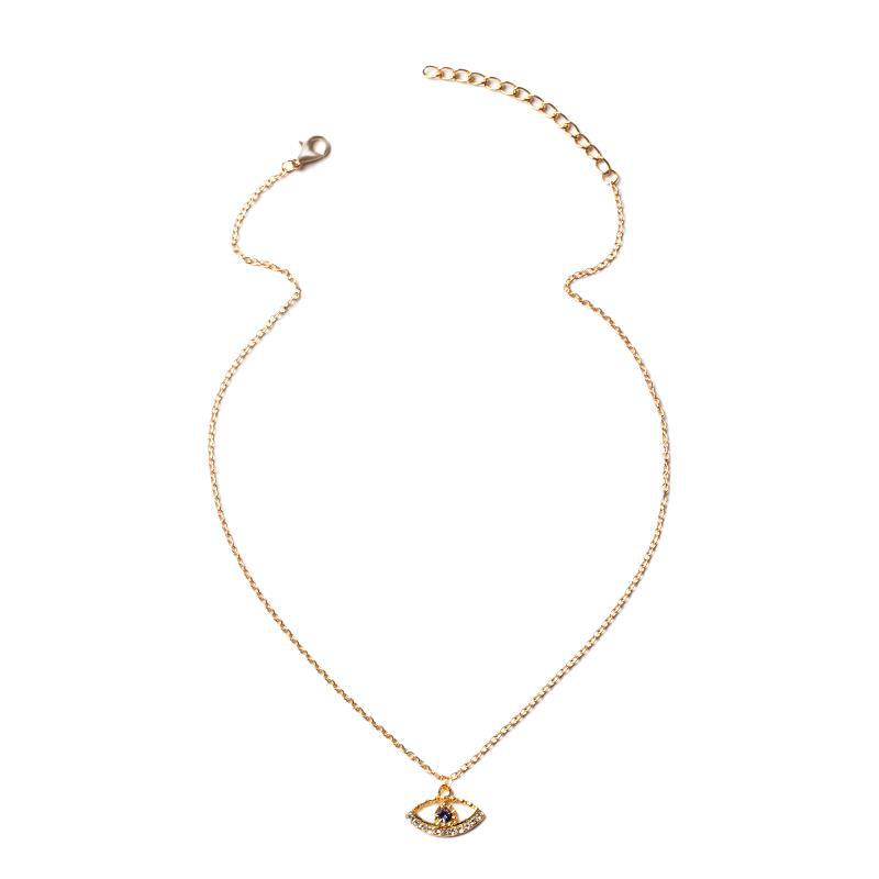 Wholesale Evil Eye Pendant Necklace For Women Purple Alloy Long Sweater Chain Chic Jewelry Gift