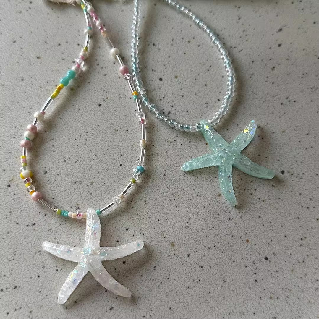 Wholesale Dancing Starfish Summer Beach Fresh Dopamine Necklace