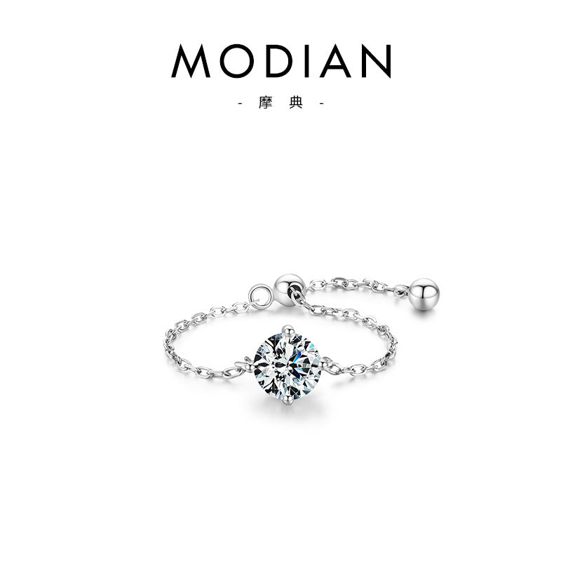 Wholesale S925 Silver Zircon Ring Open Adjustable Ring ACC-RS-MoDian004