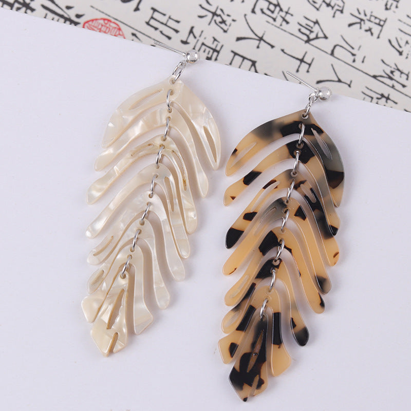 Wholesale leaf earrings fresh simple leaf acrylic acetate earrings Tassel Style