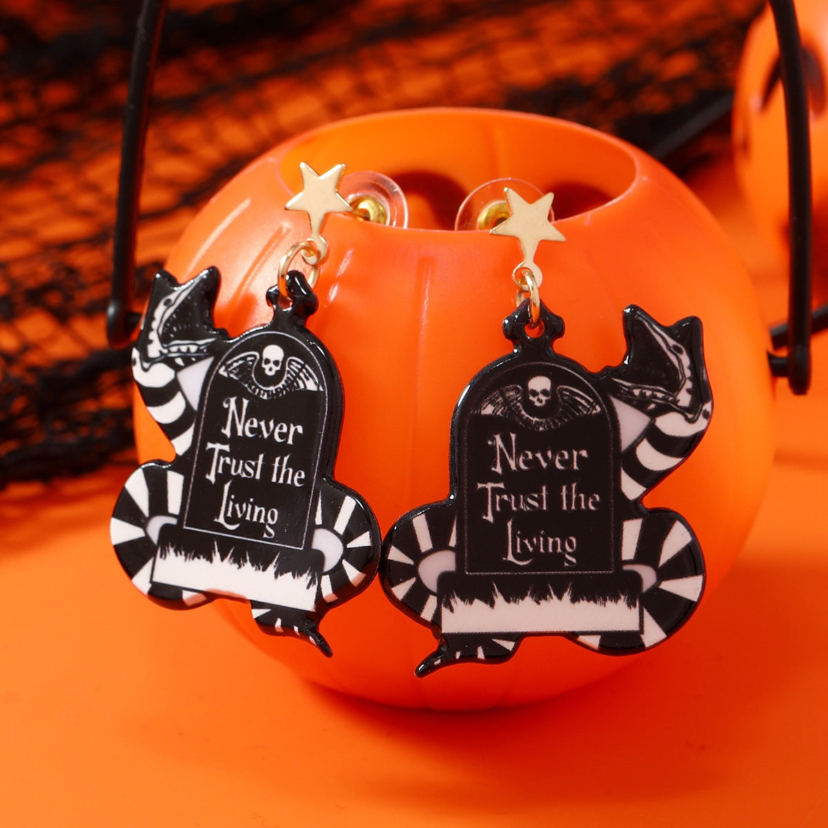 Wholesale  Gothic Skull Bat Pendant Earring Set Alloy Electroplated Fashion Accessory for Resale