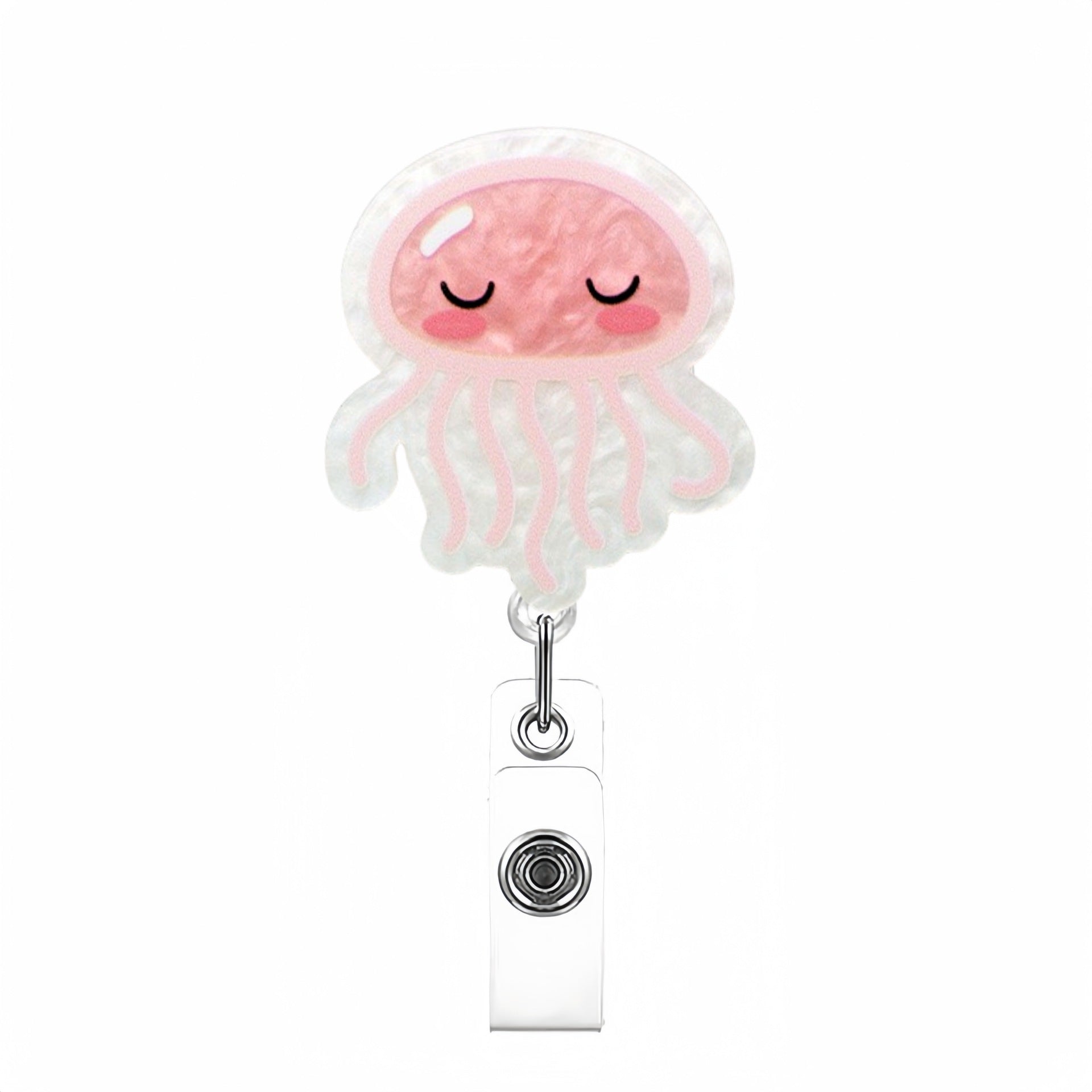 Wholesale Marine Animal Acrylic Shell Dolphin Fish Retractable Rotating Badge Keychain