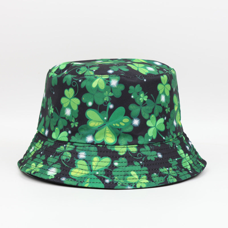 Wholesale  Four-leaf Clover Printed Fisherman Bucket Hat