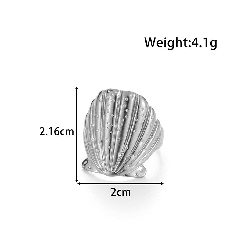 Wholesale titanium steel love starfish shell  opening adjustable ring