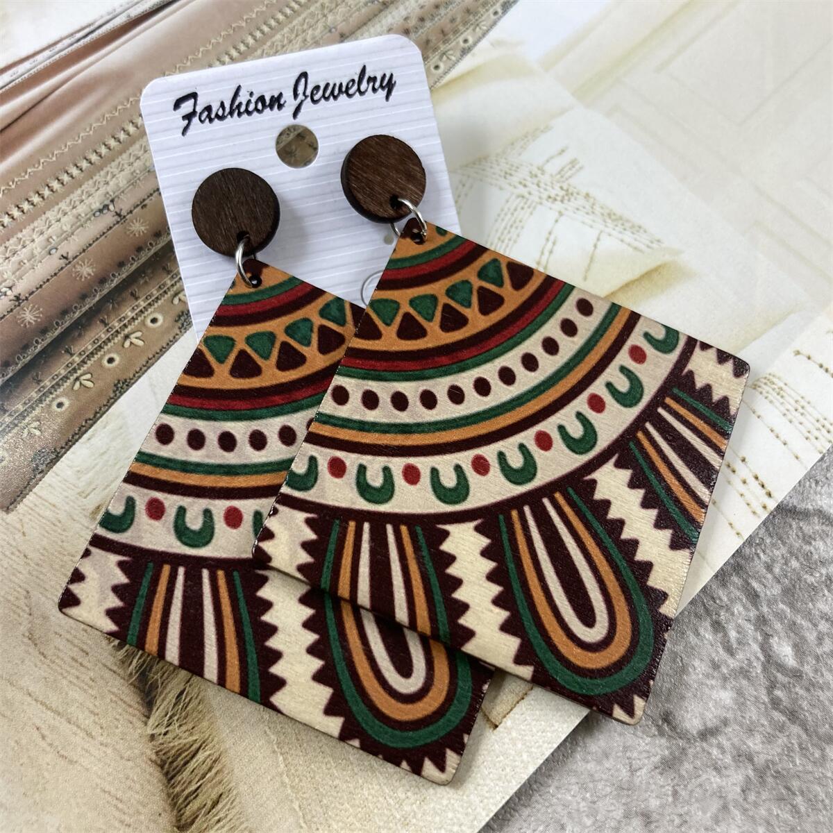 Wholesale Bohemian Vintage Wooden Earrings ACC-ES-FX002