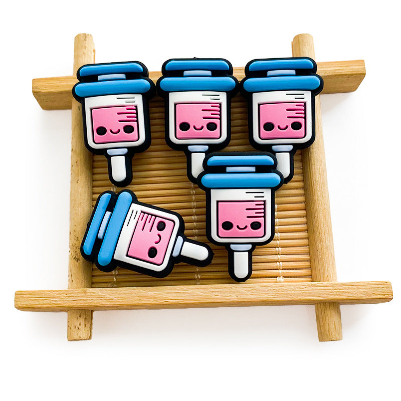 Wholesale of 10PCS Cartoon Syringe Food Grade Silicone Beads ACC-BDS-WDX031