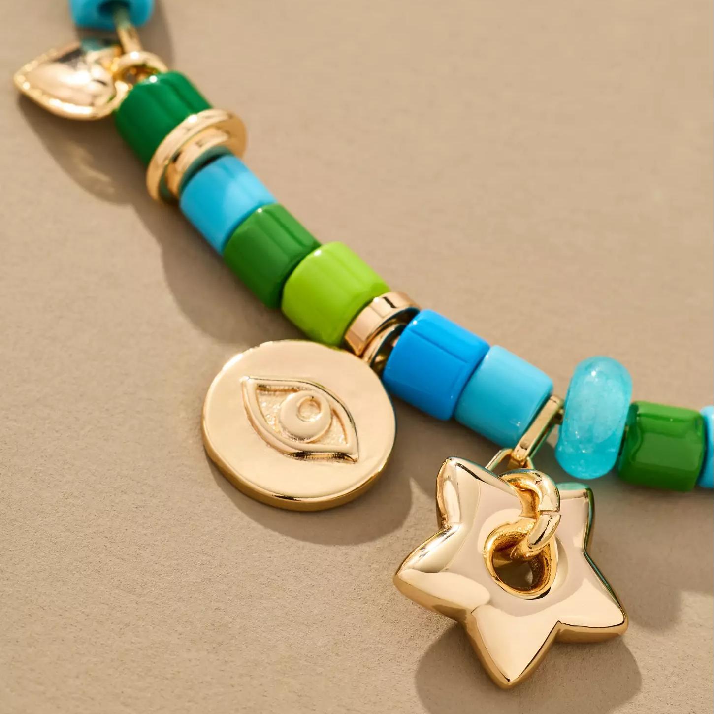 Wholesale Colorful beads necklace pentagram heart diamond necklace