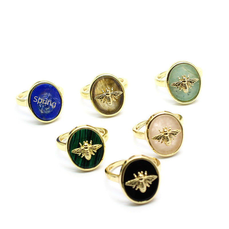 Wholesale gold-plated small bee glitter ring