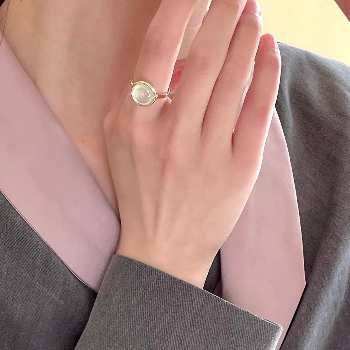 Wholesale Pearl flower open ring