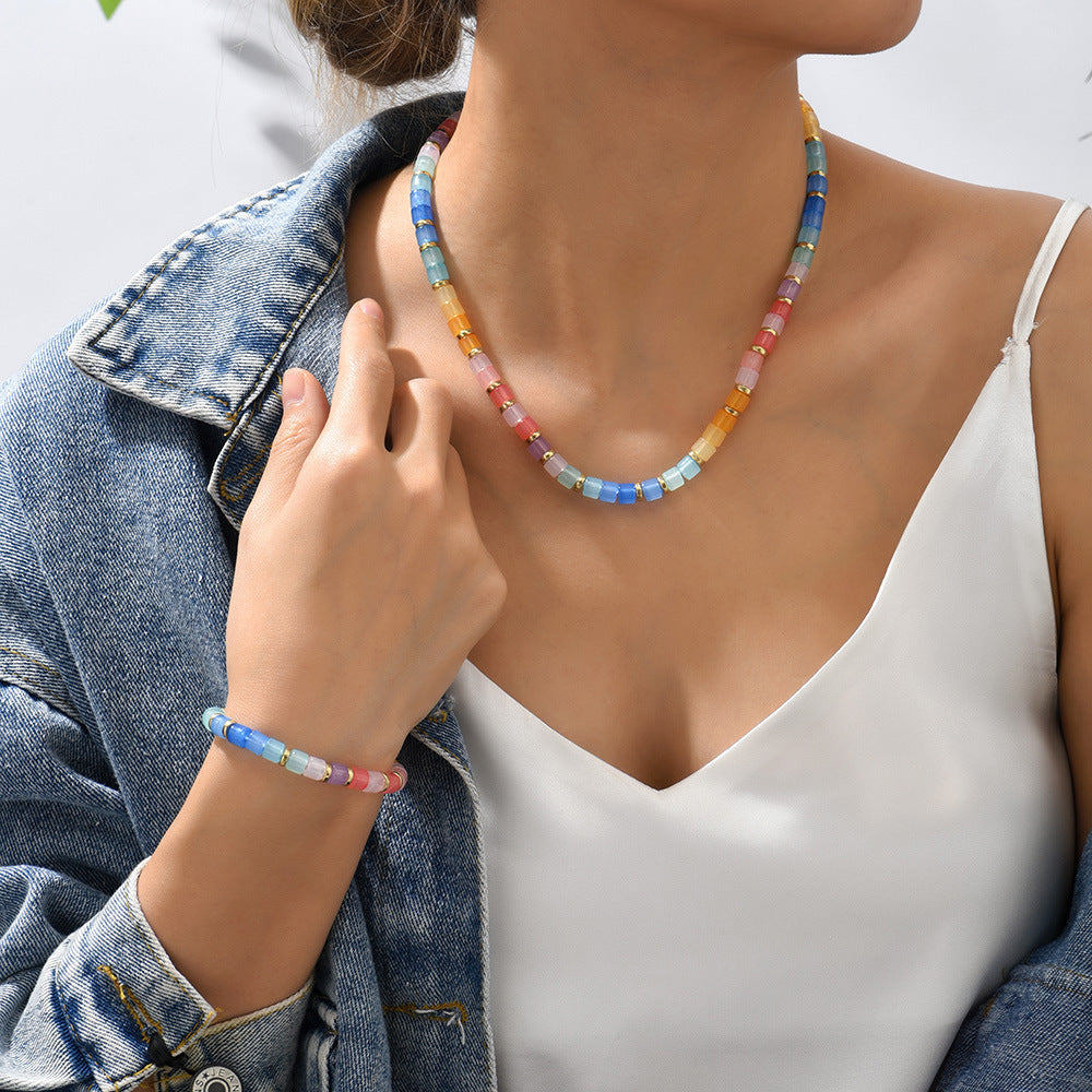 Wholesale Jelly Color Transparent Beaded Necklace