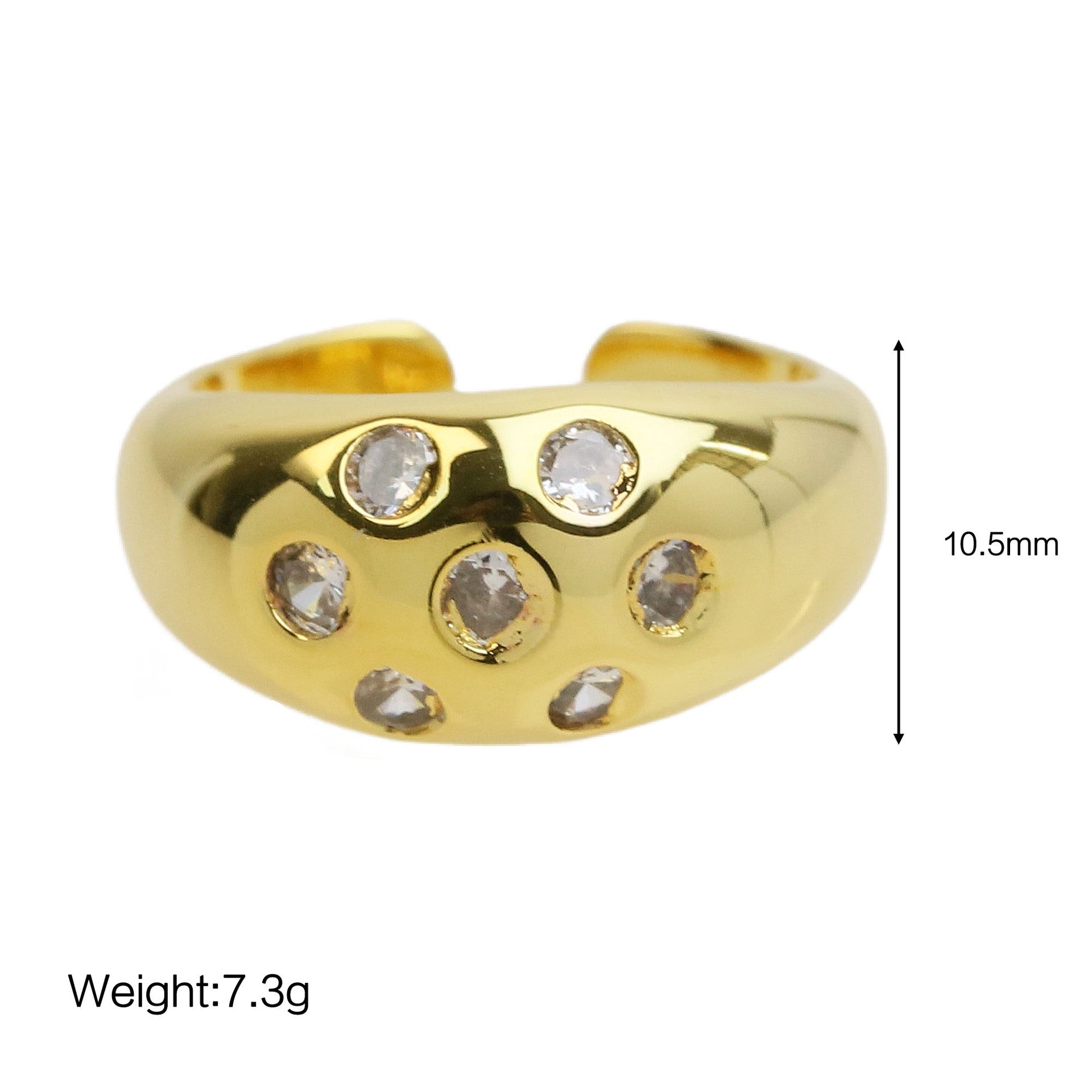 Wholesale  18k gold brass smooth heavy classic star zircon ring