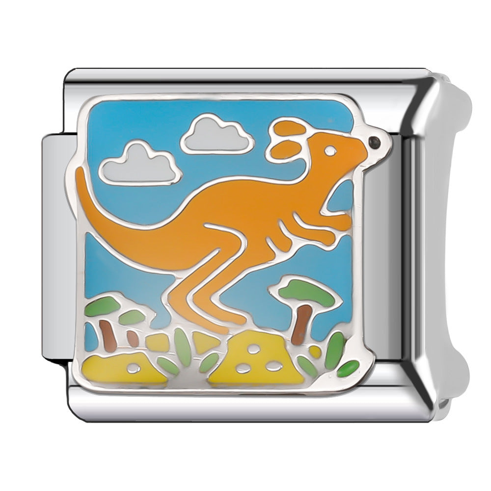 Wholesale Italian Charm Bracelet 9mm DIY Splicing National Tourism Scenic Logo Stainless Steel Composable Bracelet