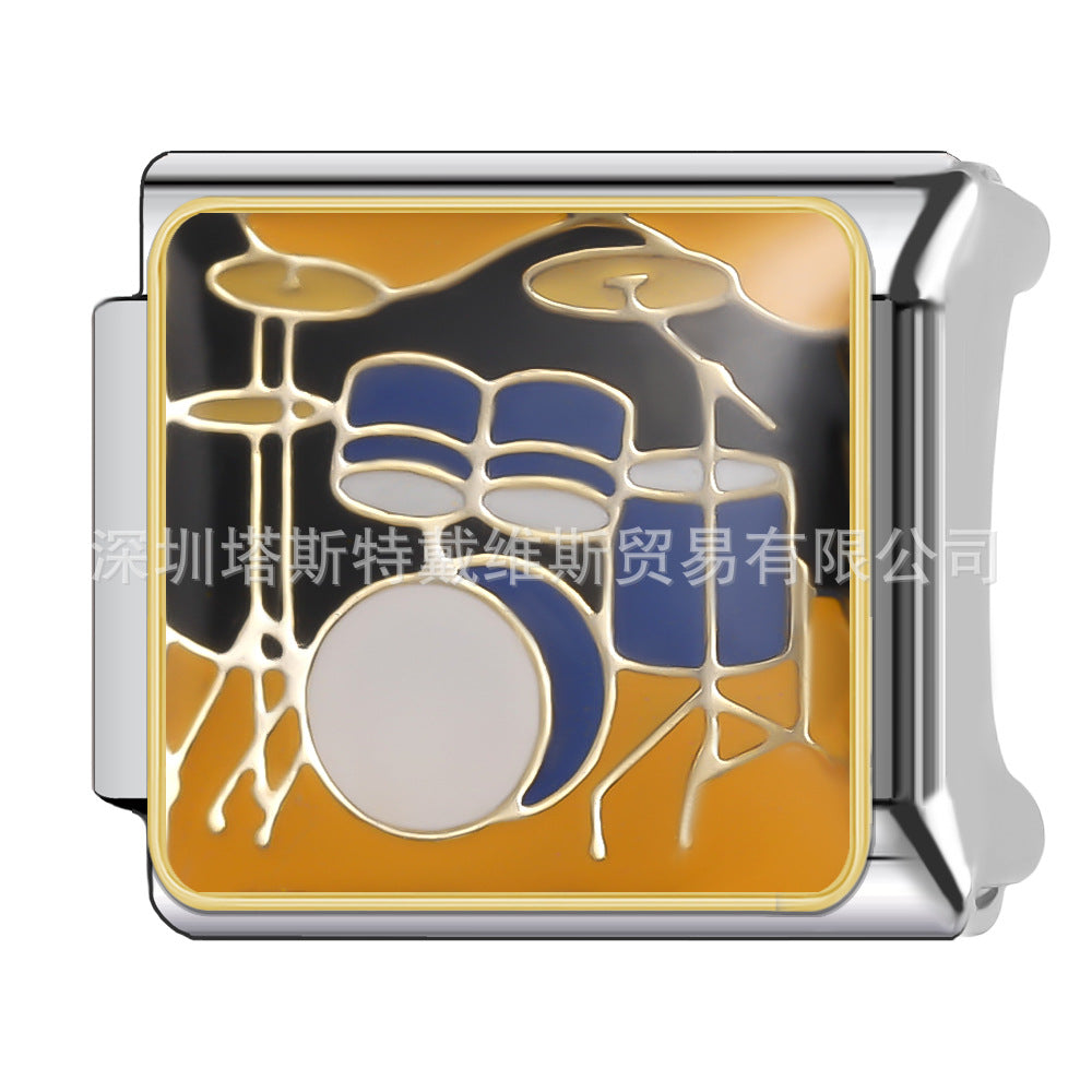 Wholesale 9mm Italian Charm Starter Bracelets DIY square Single Section Creative Stainless Steel Composable Bracelet