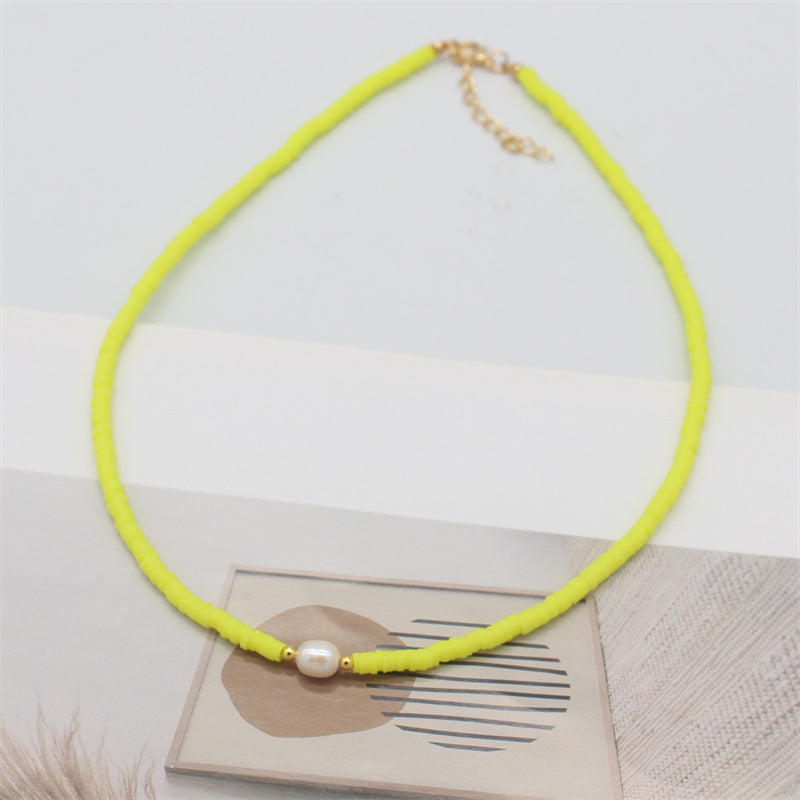 Wholesale  color soft pottery necklace