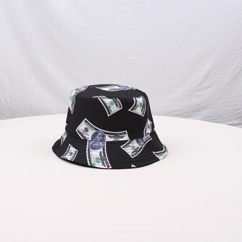 Wholesale Dollar graffiti fisherman hat double-sided foldable basin hat