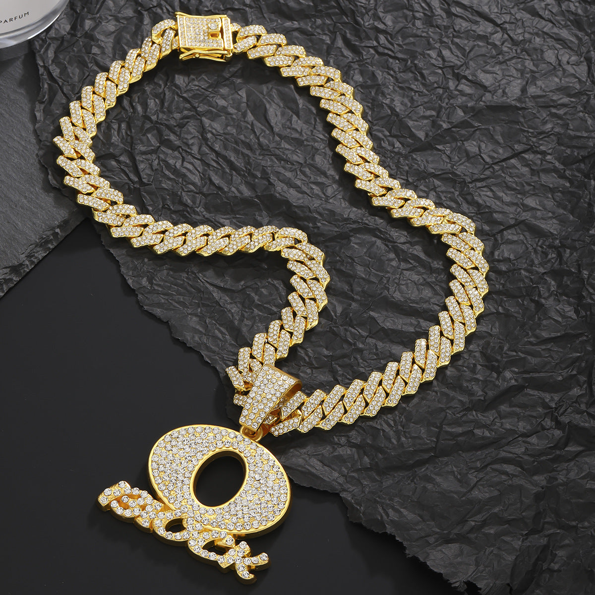 Wholesale Men's Hip-hop Style Letter Pendant Necklace Inlaid with Diamonds Cuban Chain Necklace ACC-NE-MeiWeite007