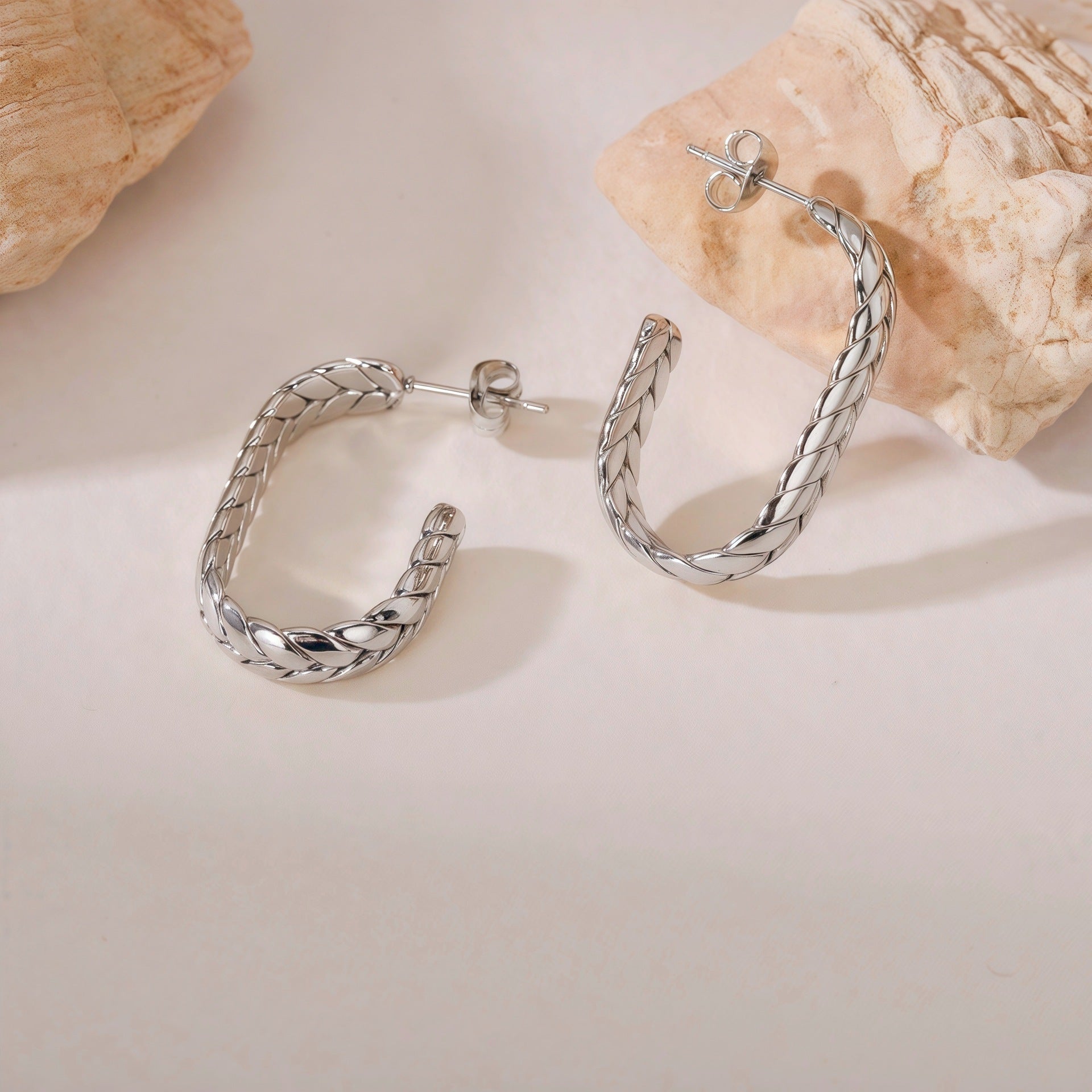 Wholesale Titanium Steel Wheat Ear Earrings