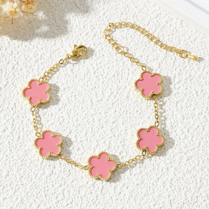 Wholesale Electroplated Stainless Steel Lucky Clover Bracelet - Modern Minimalist Fashion Accessory for Gift or Boutique Resale